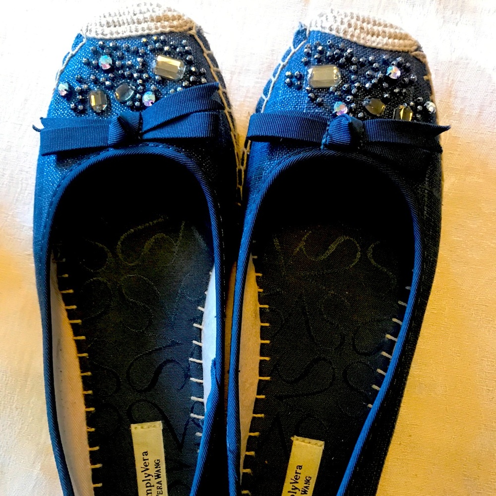 Vera Wang jeweled denim espedrills
